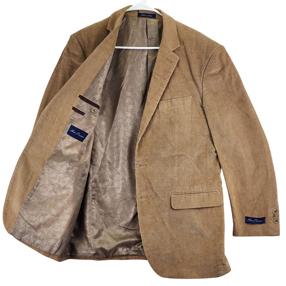 Alan Flusser Corduroy Blazer Mens 42R Tan Academic Sport Coat Luxury Preppy - Picture 2 of 13